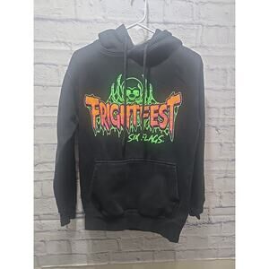 Six Flags Fright Fest Adult Black Sweatshirt Hoodie Size SMALL